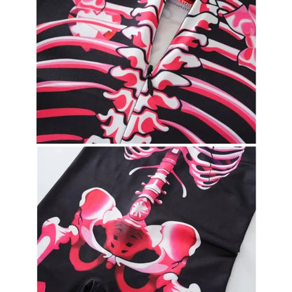 Girls Halloween Haunted House Themed Party Long Sleeve Allover Ladies Cartoon Skeleton With Heart & Skulls Graphic Print Stand
