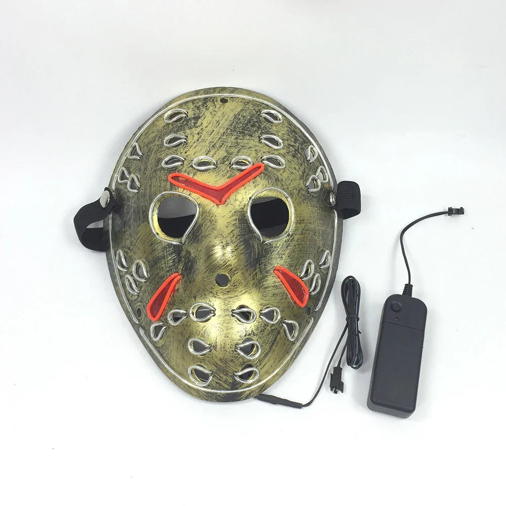 Halloween Mask LED Glowing Horror Mask for Holiday Character Dress Up Halloween Costume Costume Costume Essentials Supplies