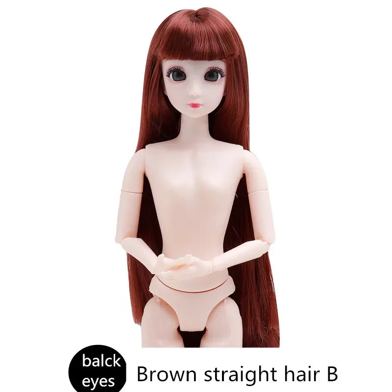 30cm 20 Movable Joints 3D Simulated Eyes Blue Purple Black Eye Long Hair 1/6 BJD Hinged Doll DIY Toy for Girls Gift