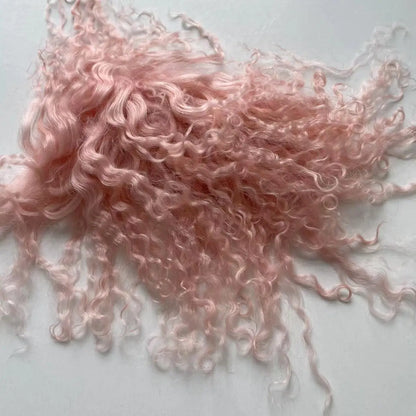 High Quality Sheepskin Wool Lamb Fur Pelt Hair Row Curly Hair Extensions SD Blyth Dolls Wigs Hair Wefts Accessories