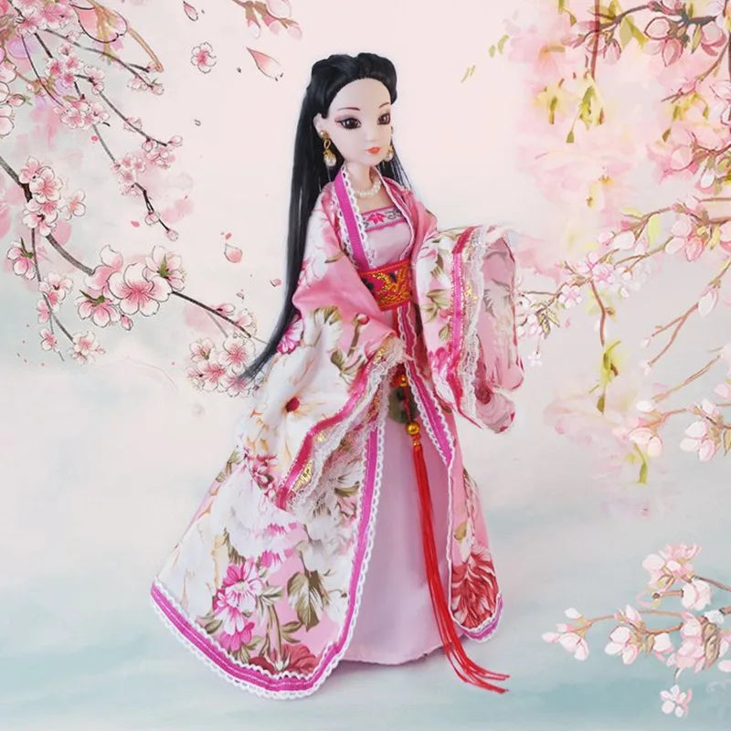 New 30cm Doll Full Set Chinese Style Costume Doll Set 1/6 Bjd Doll With Headwear Girls Play House Dress Up Toys