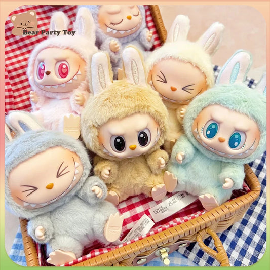 In Stock Popmart Labubu Exciting Macarons Vinyl Series Blind Box Sit Anime Kawaii Figure Room Decoration Collection Toy Kid Gift