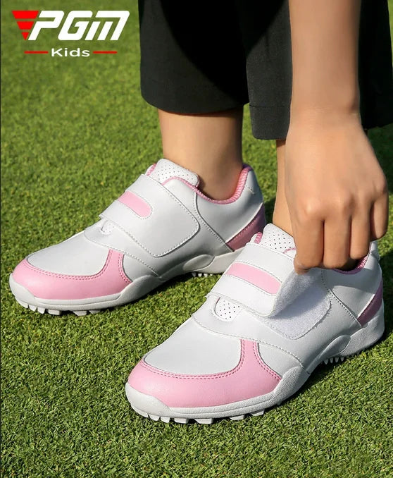 PGM Children Girls Boys Golf Shoes Anti-Skid Leather Outdoor Kids Sneakers Sports Shoes