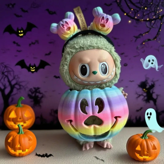 Clothes for Labubu Halloween Gradient Colorful Pumpkin Outfit Set for 1.0 3.0 Generation Figure Collectible Decor Labubu Cosplay