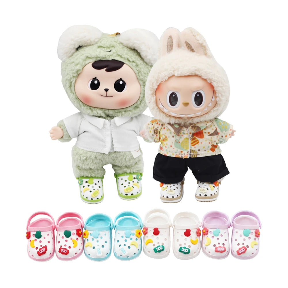 Labubu Doll Slippers Shoes (4.3*2.0cm) for Labubu Macaron  Bao-Ao Bao Ao &15cm EXO Plush Doll & 1/6 BJD Doll