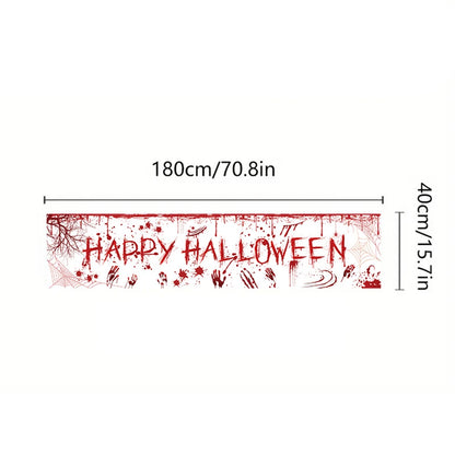 Happy Halloween Banners for Outside Decor Bloody Handprint Yard Sign Halloween Decorations Outdoor Banner Happy Halloween Banner