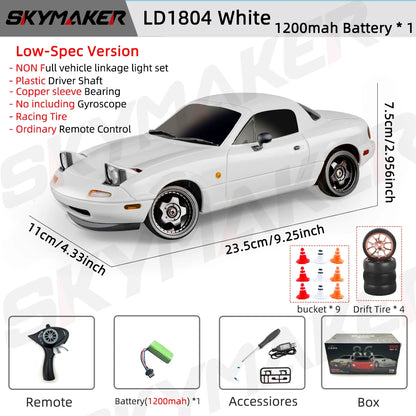 Skymaker LDRC LD1804 1/18 RC Drift Car MX5 2.4GHz RWD With ESP Gyroscope On-Road LED Lights Full Scale RC Cars Children Toy Gift