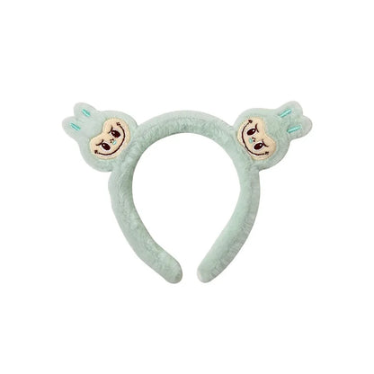 New Cartoon Labubu Plush Hairbands Cute Kawaii Bubble Rabbit Face Wash Non-Slip Hair Pressure Headband