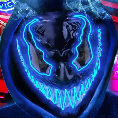 2024 Halloween Neon VenomMask European and American Movies Horror Funny Full Face LED Mask Color Cosplay Costume Supplies