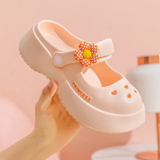 Clogs for Kids Girls Size 35 Mary Jane Slippers 6-14 Years Old and Above Princess Womens Garden Shoes Casual Platform Sandal