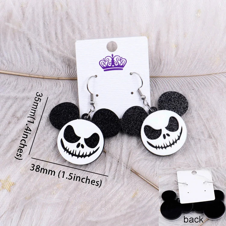 Mouse Head Western Cowboy Ghost Cherry Lightning Halloween Acrylic Earrings Jewelry for Women