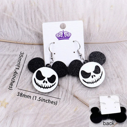 Mouse Head Western Cowboy Ghost Cherry Lightning Halloween Acrylic Earrings Jewelry for Women
