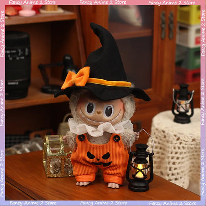 Halloween Pumpkin Labubu Doll Clothes Outfit With Light Decoration Ghosts Tarot Halloween Costumes Decoration for 15/17cm Doll