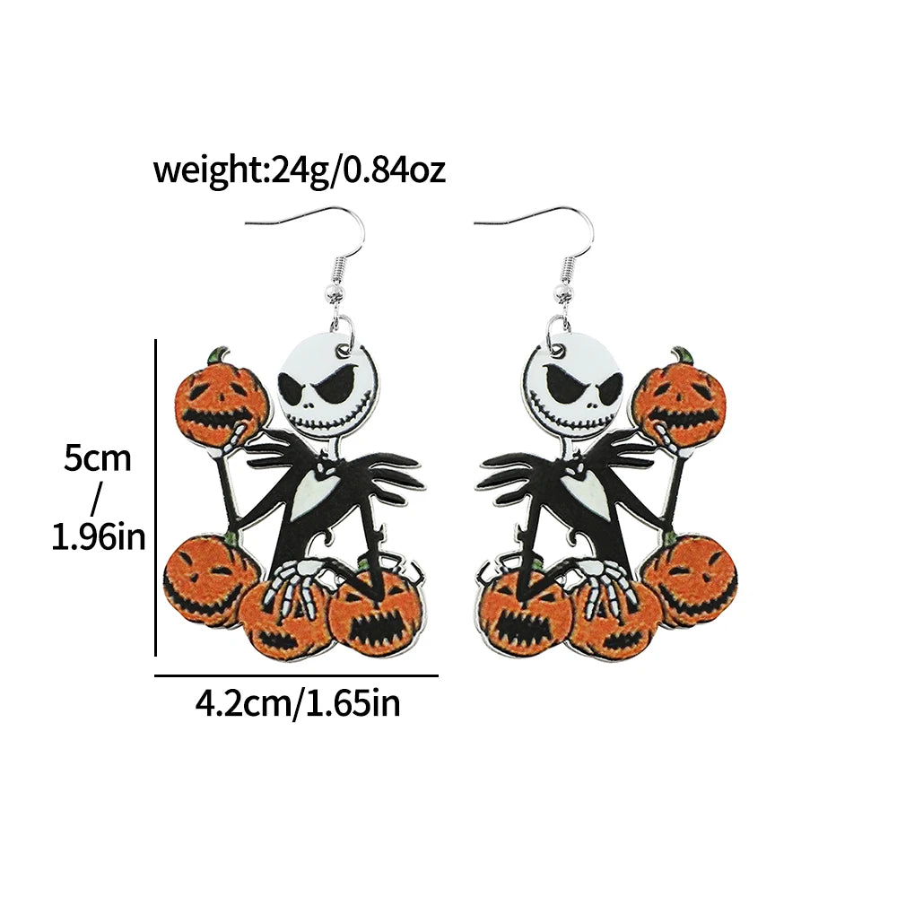 1pair Disney the Nightmare Before Christmas Earrings Jack Skellington Ear Studs for Girls Jewelry Accessories Halloween Gifts