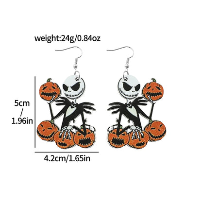 1pair Disney the Nightmare Before Christmas Earrings Jack Skellington Ear Studs for Girls Jewelry Accessories Halloween Gifts