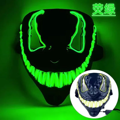 2024 Halloween Neon VenomMask European and American Movies Horror Funny Full Face LED Mask Color Cosplay Costume Supplies