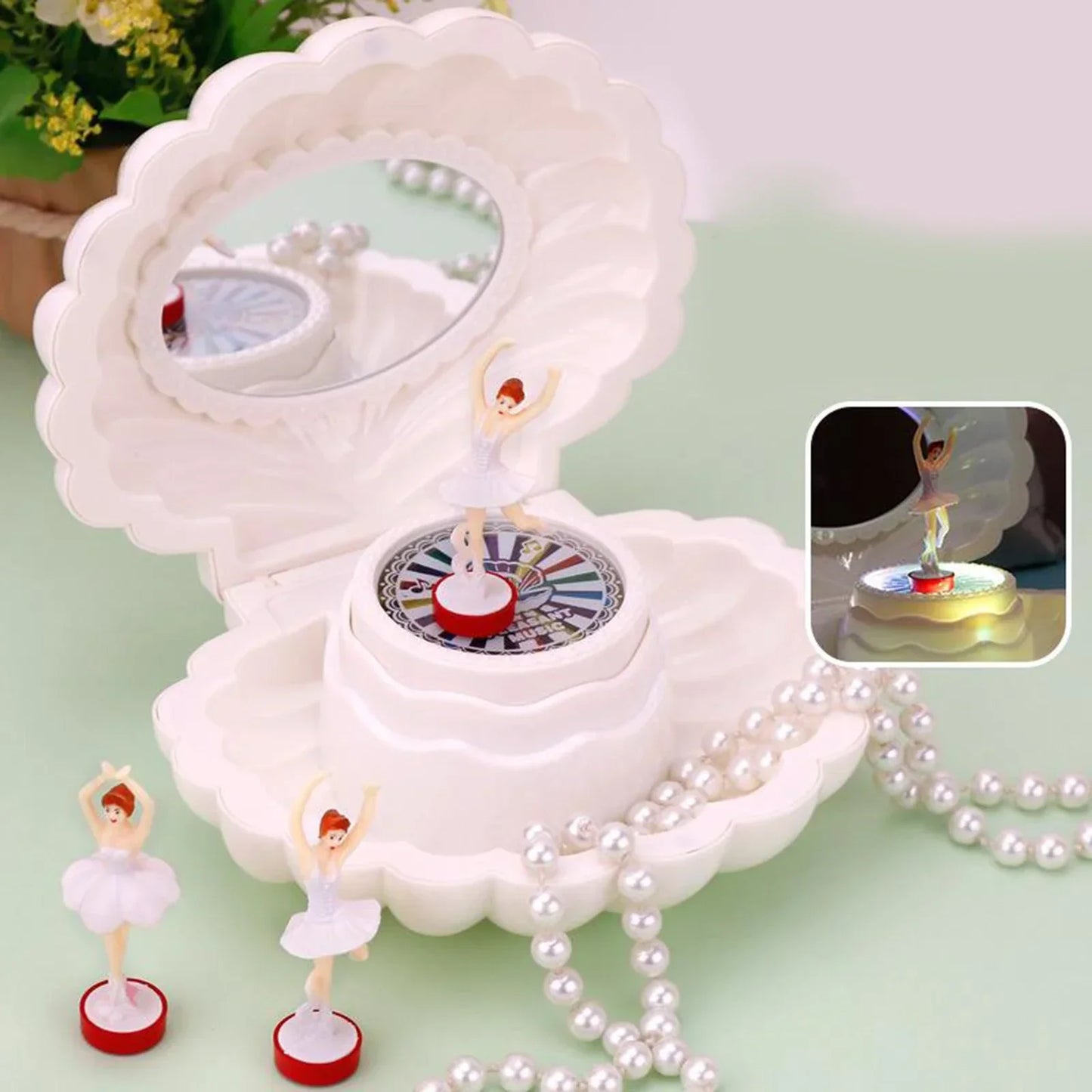 1Pc Shell Shaped Clockwork Musical Boxes Girls Dancing Ballerina Musical Box Christmas Birthday Jewelry Box Gifts Ornaments