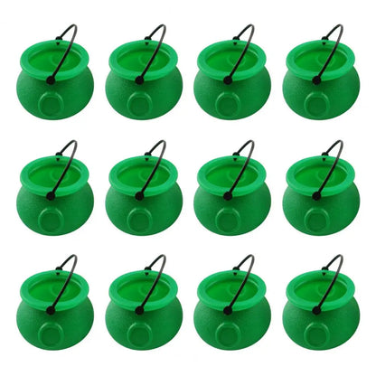 12Pcs Halloween Candy Buckets Black Plastic Witch Cauldron Kettle Halloween Pot Goody Holder for Party Favors