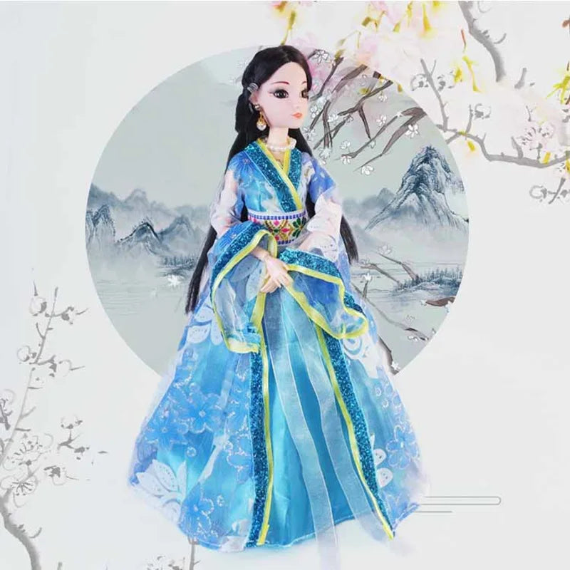 New 30cm Doll Full Set Chinese Style Costume Doll Set 1/6 Bjd Doll With Headwear Girls Play House Dress Up Toys