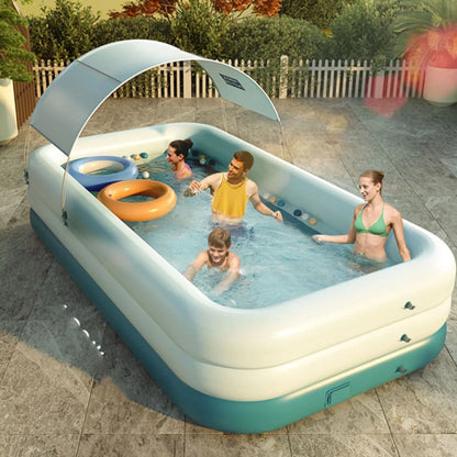 380cm/210cm 3 Layer Automatic Inflatable Swimming Pool Large Pools for Family Removable Children's Pool Ocean Ball PVC Bath Kids