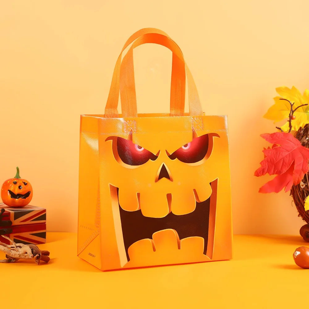 4/8/12 Pcs Non-Woven Pumpkin Ghost Handbag for Halloween Ghost Festival Prank Party Candy Gift Storage Packaging Supplies