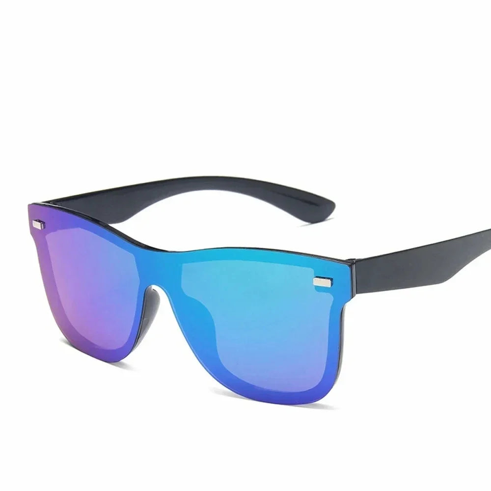 New Fashion Sunglasses One Piece Trend Personality Eyeglass Brand Design Protection Reflective Frameless Sunglassess UV400