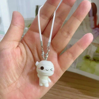 3.0 Labubu Clothes Halloween Knitted Pumpkin Bat Ghost Set for 15/17cm Doll Funny Necklace Accessories Christmas Halloween Gift