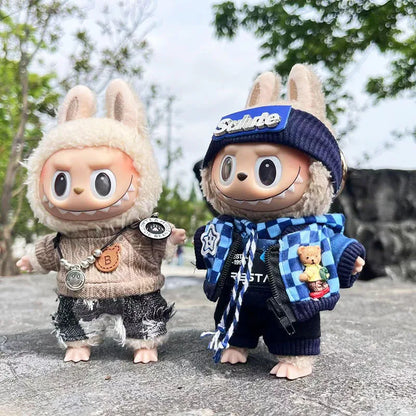 17cm Labubu Clothes Handsome Fashion Design Set I Idol Dolls Clothes Cute Hoodie Mini Plush Doll Sitting Party Outfit Clothing