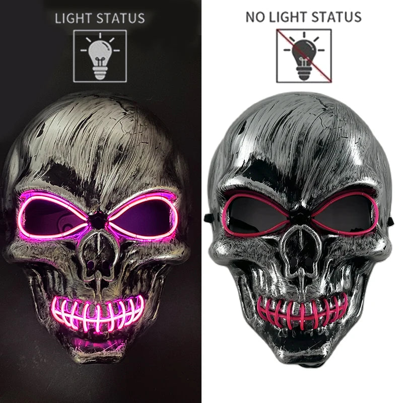Halloween Scary Skull Skeleton Mask LED Light Up Mask for Halloween Festival Cosplay Costume Parties Carnival Night