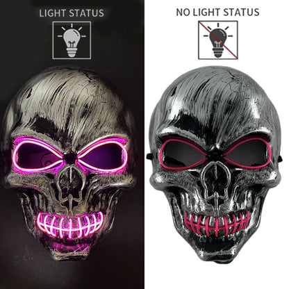 Halloween Scary Skull Skeleton Mask LED Light Up Mask for Halloween Festival Cosplay Costume Parties Carnival Night