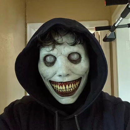Scary Halloween Mask With White Eyes Evil Devil Mask Smiling Demons Creepy Mask Halloween Party Costume Cosplay Adult Photo Prop