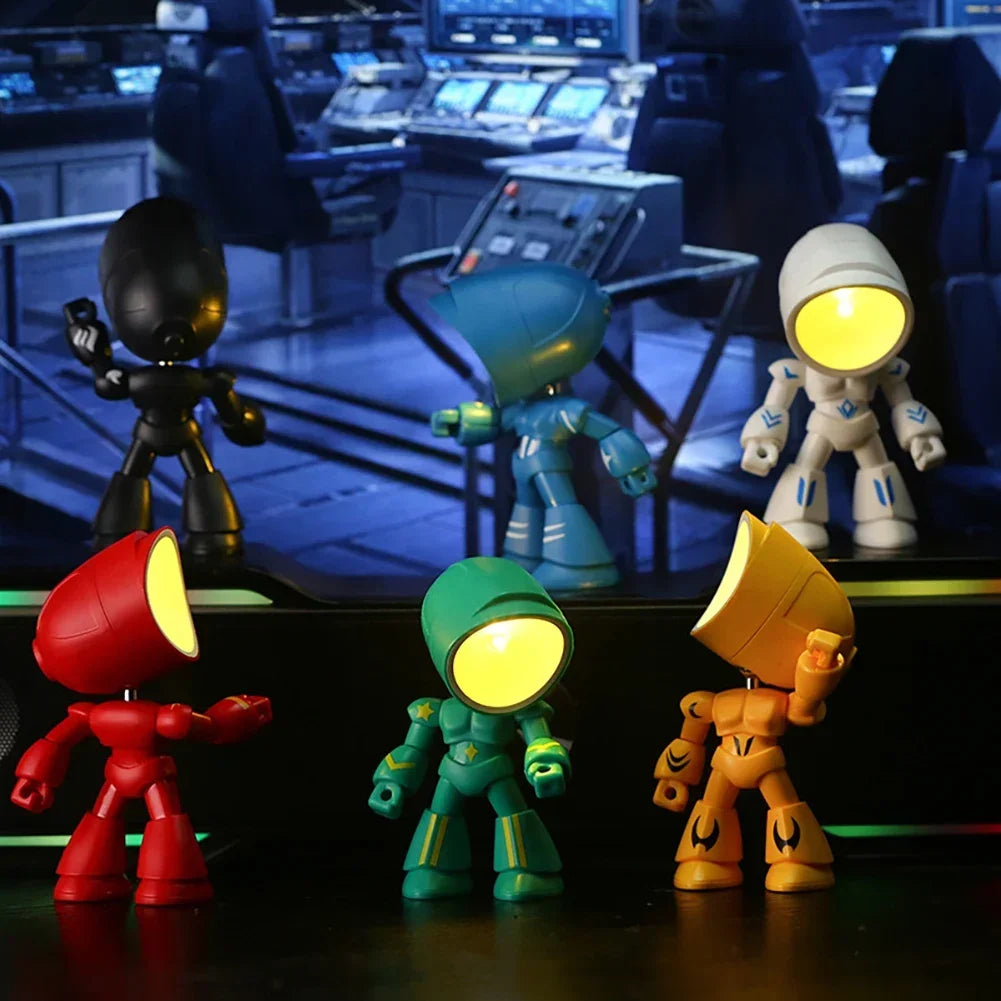 Mini Table Lamp Cute Robot Hero Led Desk Night Light Bedroom Study Reading Book Lamps Night Light Eye Protection Bedside Lights