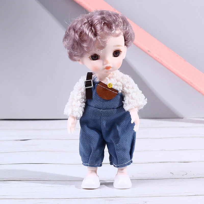 16cm Naked Body Mini 13 Movable Jointed Dolls Curly Hair Naked Body Doll DIY Toy Boy Dolls With Shoes for Children Birthday Gift