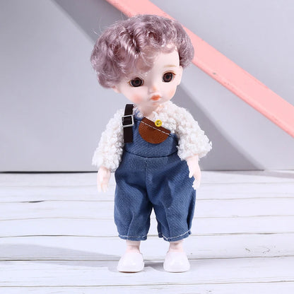 16cm Naked Body Mini 13 Movable Jointed Dolls Curly Hair Naked Body Doll DIY Toy Boy Dolls With Shoes for Children Birthday Gift