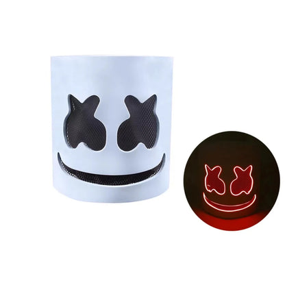 Party Decor LED Halloween Luminous Head Cover Neon Glowing DJ Marshmallow Mask Universal Plastic Cosplay Headgear Party