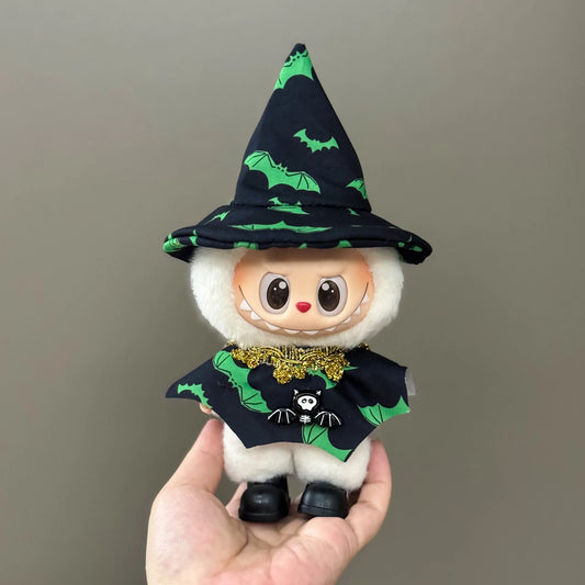 17cm Labubu Outfit Halloween Sets Carnival Party Cloak Pumpkin Costume Clothes for Labubu No Shoes