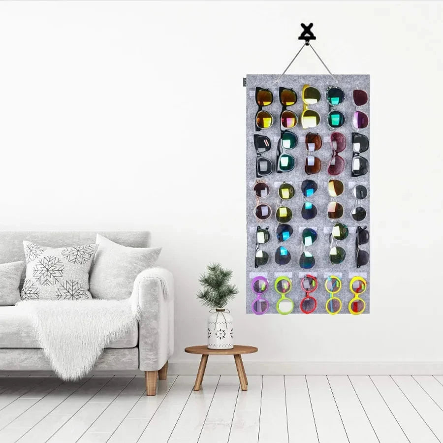 1 Pcs Sunglasses Felt Storage Hanging Bag Sunglasses Accessories Hanging Display Rack Behind the Door Wall Storage Organizer New