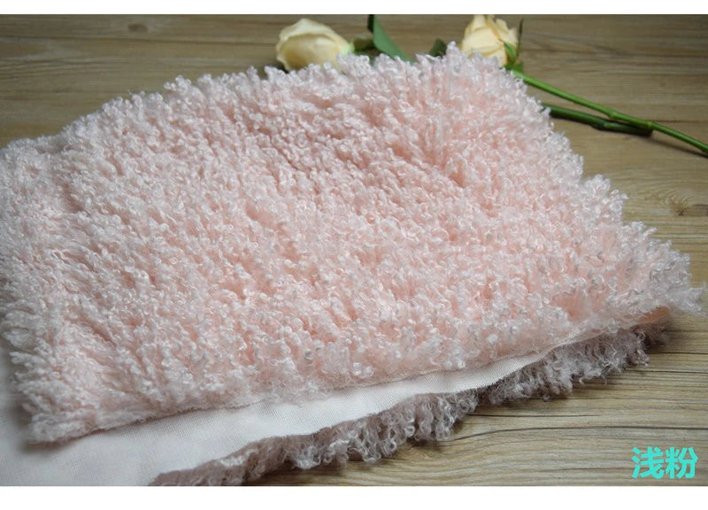 Purple 2cm Long Hair Imitation Beach Wool Small Curly Lamb Volume Plush Garment Fur Fabric Newborn Baby Photography Props