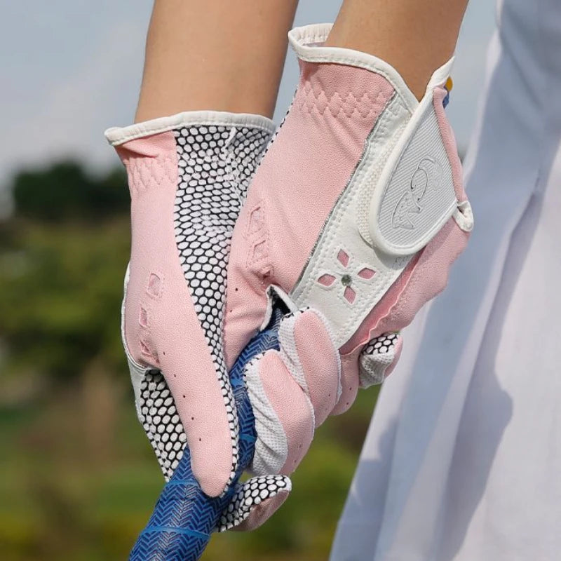 PGM 1 Pairs Women Golf Gloves Soft Breathable PU Leather With Non-Slip Particle Outdoor Sports Wholesale Accessories ST020