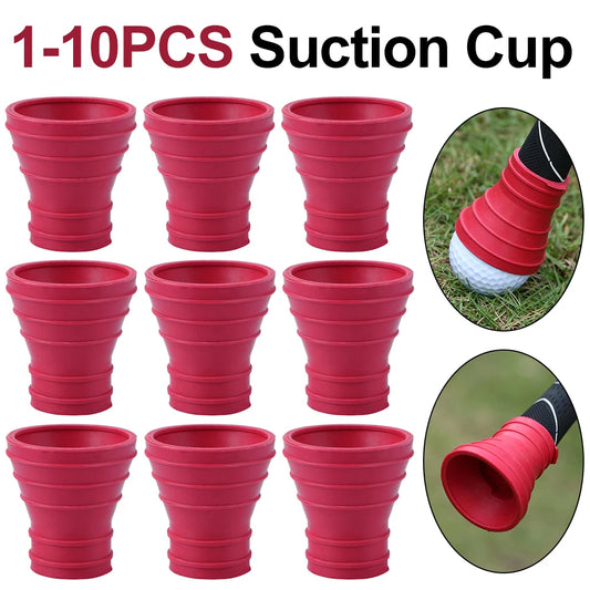 1-10pcs Golf Ball Rubber Pickup Pick-Up Retriever Grabber Suction Cup for Putter Grip Golf Ball Golf Training Aids