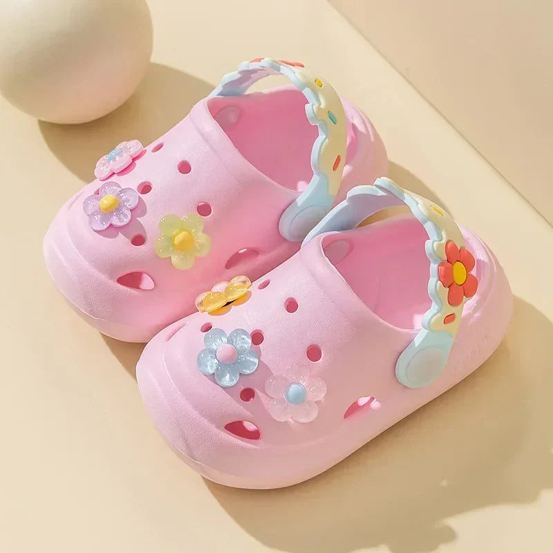 Flowers Baby Girls Slippers Summer Cute Princess Garden Clogs Shoes for Kids Soft Non Slip EVA Toddler Children Beach Shoes