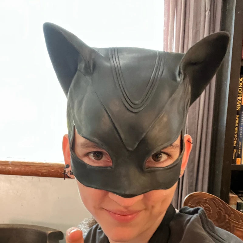 Cat Woman Selina Kyle Latex Mask Superhero Movie Cosplay Costume Halloween Party Masks