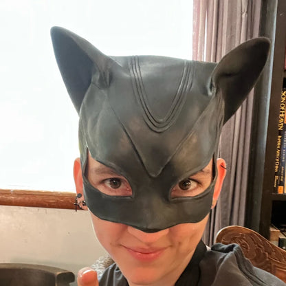 Cat Woman Selina Kyle Latex Mask Superhero Movie Cosplay Costume Halloween Party Masks