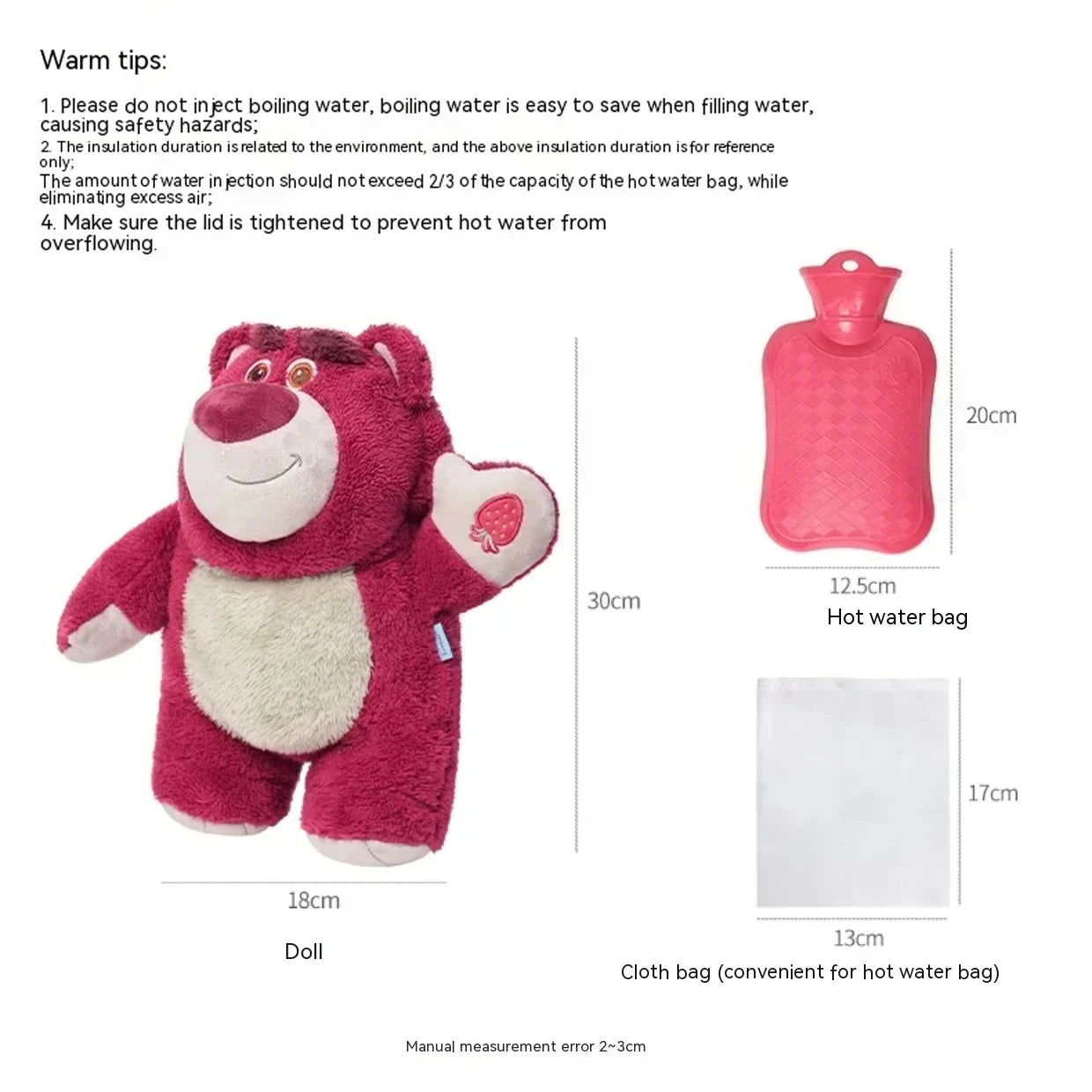 Disney Plush Hand Warm Bottle Stitch Cartoon Water Filled Hand Warmer Cute Lotso Hot Water Bottles Christmas Gift for Girlfrien