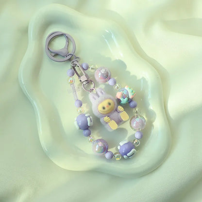 New Christmas Labubu Kawaii Particles Keychain Bag Cell Phone Charm Key Chain Christmas Gift