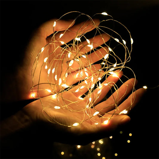 5 Colors LED Outdoor Light String Fairy Garland Battery Power Copper Wire Lights for Christmas Festoon Party Wedding