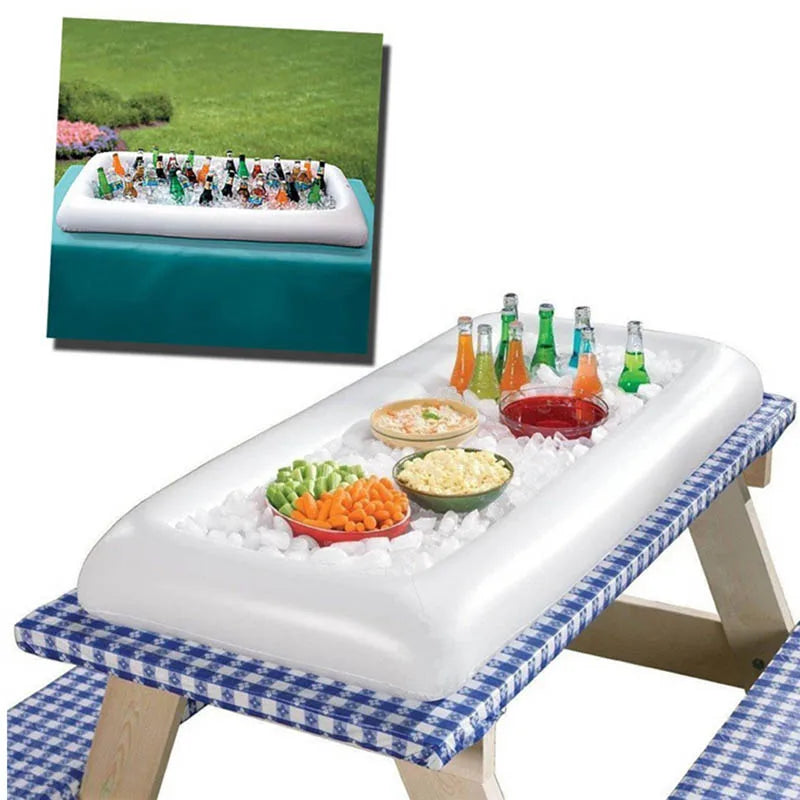 PVC Inflatable Outdoor Pool Rafts Beach Swimming Portable Inflatable Ride-Ons Water Ice Bucket Salad Beer Bar
