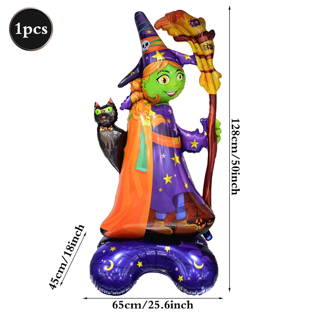 Halloween Decoration Balloons Large Witch Ghost Grim Reaper Tombstone Pumpkin Inflatable Foil Balloon Halloween Party Supplies