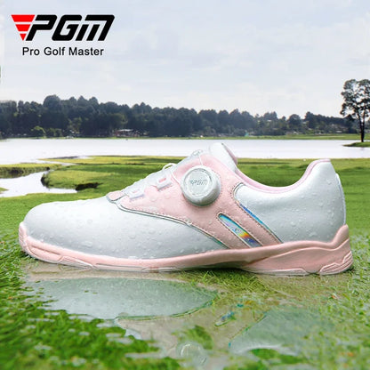 PGM Children Golf Shoes for Girls With Knob Laces Waterproof and Anti Slip Sports Sneakers XZ306