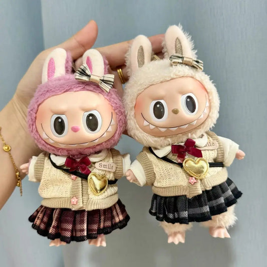 17cm Labubu Clothes Pendant Labubu Doll Clothes Keychain Labubu Doll for JK Skirt Set Cute